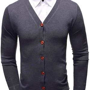 Mens Cotton V-Neck Button Down Cardigan
